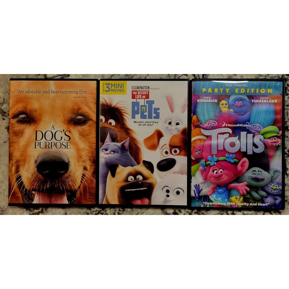KIDS 3PK: A DOG'S PURPOSE, SECRET LIFE OF PETS & TROLLS!! KEEP THEM BUSY!!!
